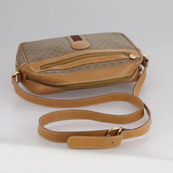 GUCCI Micro GG Supreme Web Sherry Line Shoulder Bag PVC Beige Red Auth th5563 - Picture 6 of 16